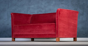 Sofa in red velvet, Danish design