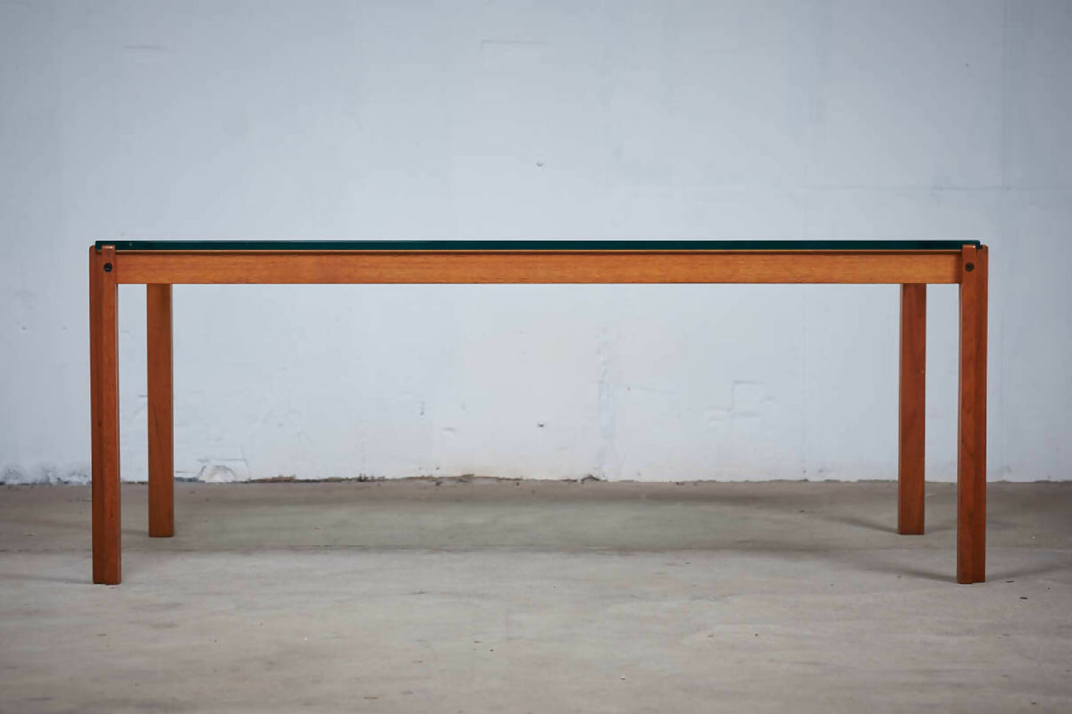 Sofabord i teak med glasplade, dansk design