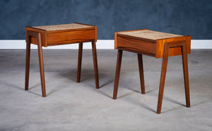 Ølholm Møbelfabrik – Natborde i teak med korktop, 1960’erne (sæt af 2)