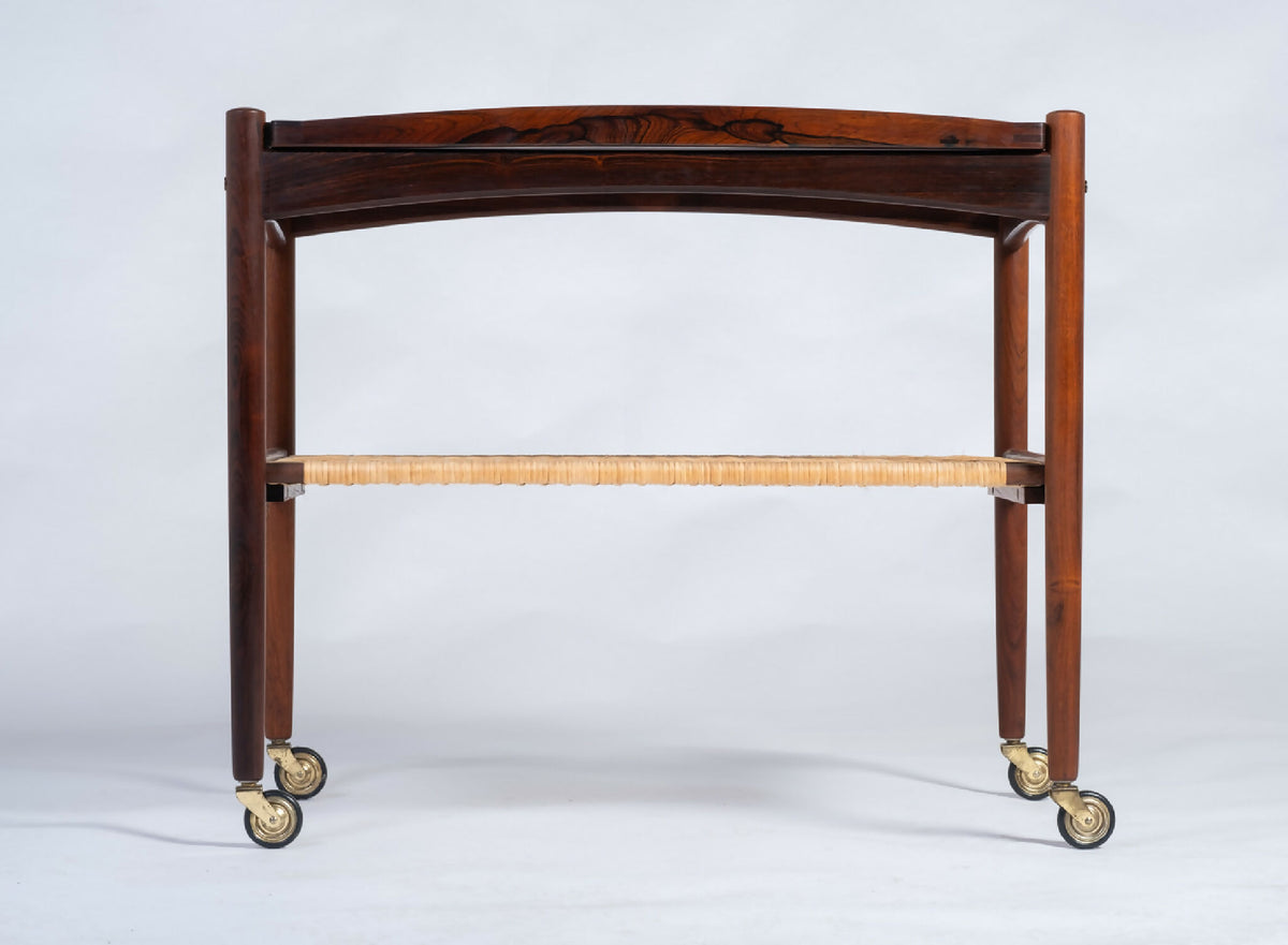 Poul Hundevad – Serveringsvogn i palisander med bakke, produceret af Hundevad &amp; Co.