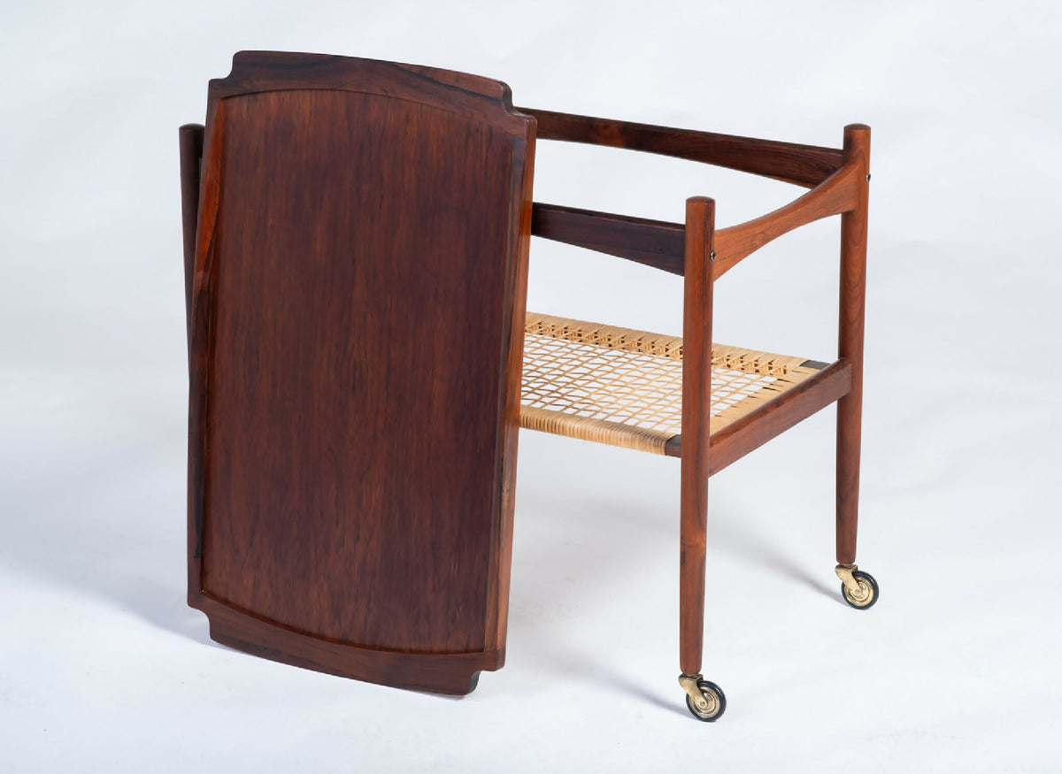 Poul Hundevad – Serveringsvogn i palisander med bakke, produceret af Hundevad &amp; Co.