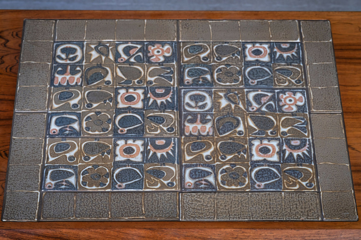 Johannes Andersen – Sæt af tre indskudsborde i palisander med fliser, produceret af CFC Silkeborg, dansk design