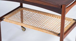 Poul Hundevad – Serveringsvogn i palisander med bakke, produceret af Hundevad & Co.