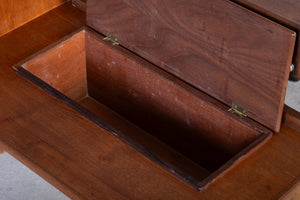 Sminkebord i teak med spejl og opbevaring, dansk design