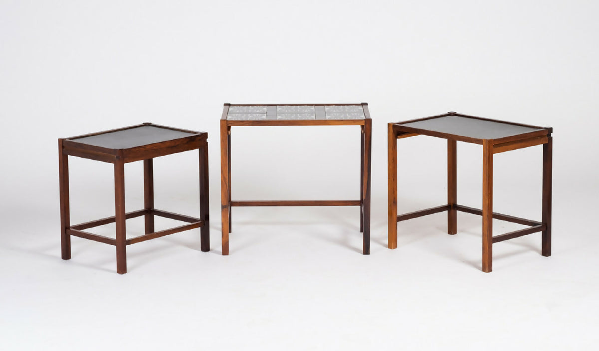 Sæt med tre indskudsborde i palisander, dansk design