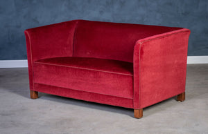 Sofa in red velvet, Danish design