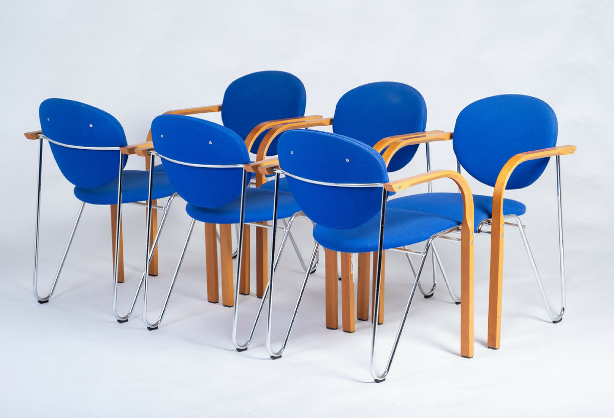 Four Design – Stabelstole i stål og træ, sæt af 6, dansk design