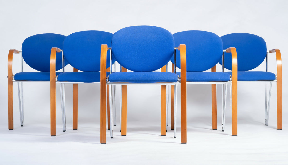 Four Design – Stabelstole i stål og træ, sæt af 6, dansk design