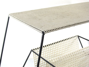 Sofabord med magasinholder i sort og hvid, Mathieu Mategot-stil