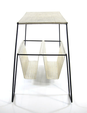 Sofabord med magasinholder i sort og hvid, Mathieu Mategot-stil