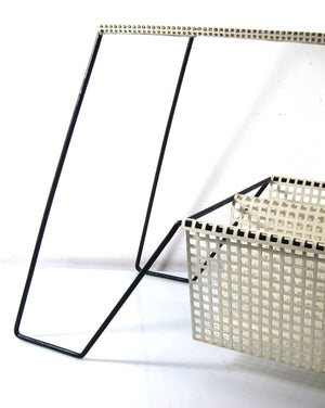 Sofabord med magasinholder i sort og hvid, Mathieu Mategot-stil