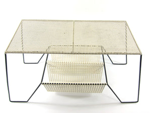 Sofabord med magasinholder i sort og hvid, Mathieu Mategot-stil