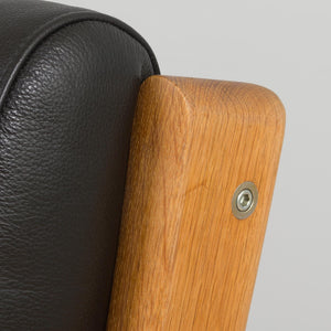Hans Wegner – GE 265 lænestol for Getama, eg & sort læder, 1970/80'erne