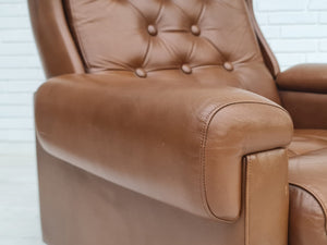 Ukendt designer – Lænestol i brun læder ca. 1970
