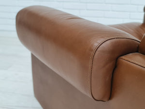 Ukendt designer – Lænestol i brun læder ca. 1970