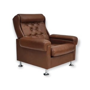 Ukendt designer – Lænestol i brun læder ca. 1970