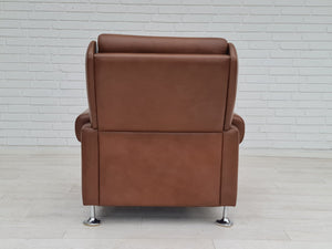 Ukendt designer – Lænestol i brun læder ca. 1970