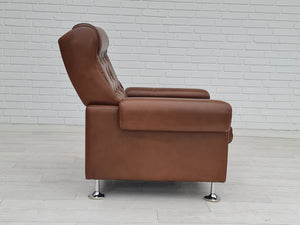 Ukendt designer – Lænestol i brun læder ca. 1970