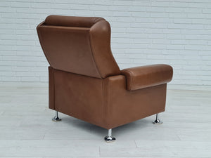 Ukendt designer – Lænestol i brun læder ca. 1970