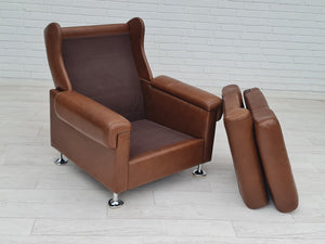Ukendt designer – Lænestol i brun læder ca. 1970