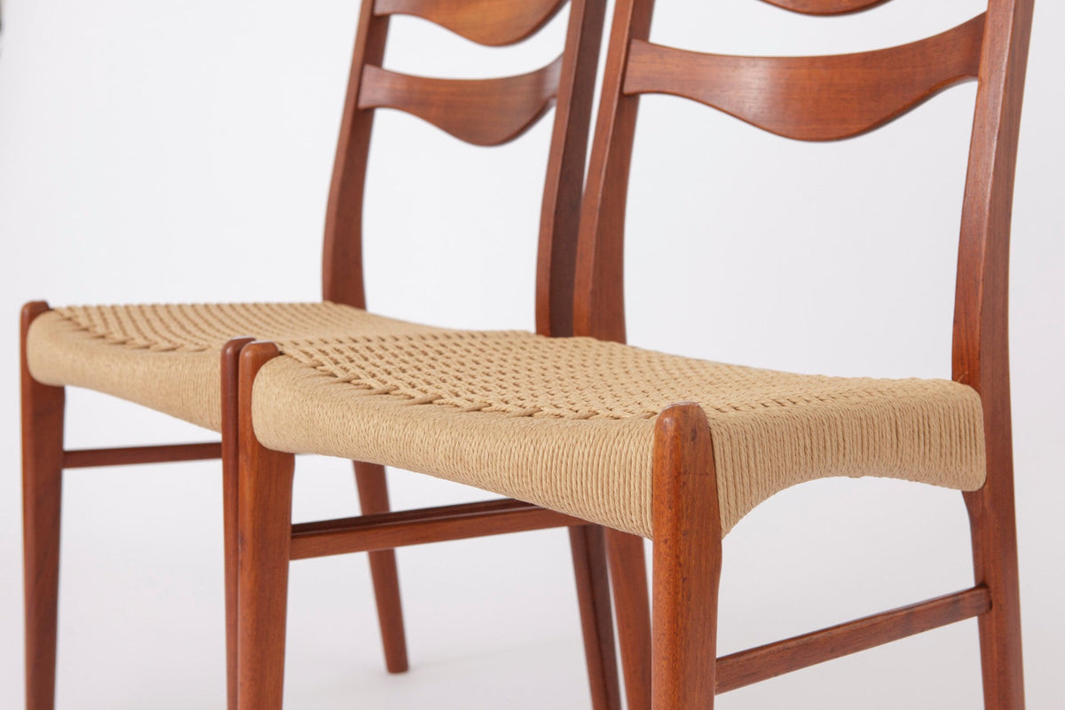 Arne Wahl Iversen – Spisebordsstole i teak, produceret af Glyngøre Stolefabrik – Sæt af 4