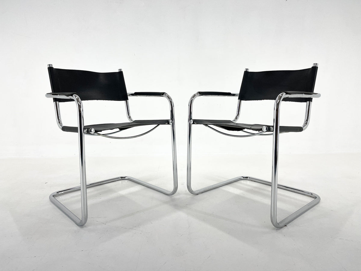 Mart Stam – 2 cantilever-stole i læder og krom, 1970'erne