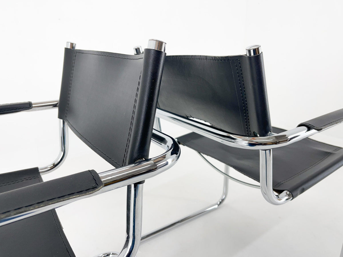Mart Stam – 2 cantilever-stole i læder og krom, 1970'erne