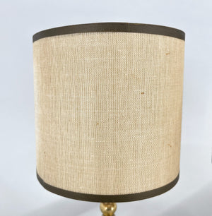 2 x Italian table lamps in brass with fabric shade, 1960s