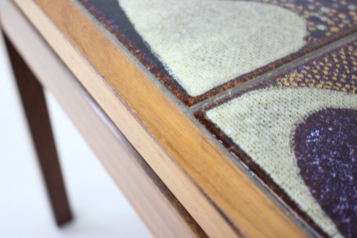 Sofabord i palisander og kakler, dansk design, ca. 1960’erne