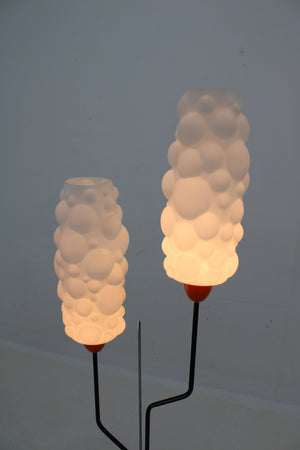 Lidokov - Floor lamp in orange and black metal with opaline glass, Czechoslovakian design