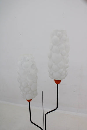 Lidokov - Floor lamp in orange and black metal with opaline glass, Czechoslovakian design
