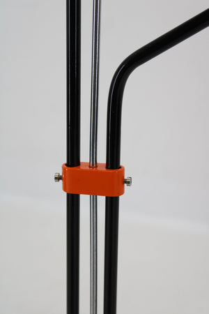 Lidokov - Floor lamp in orange and black metal with opaline glass, Czechoslovakian design