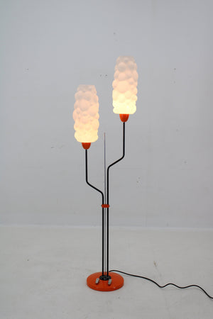 Lidokov - Floor lamp in orange and black metal with opaline glass, Czechoslovakian design