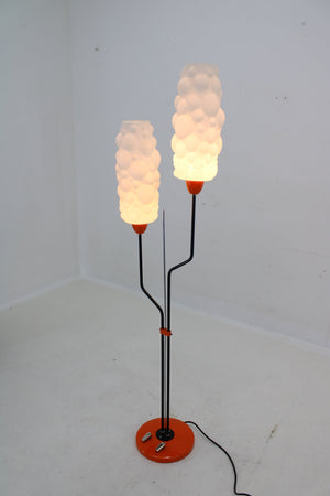 Lidokov - Floor lamp in orange and black metal with opaline glass, Czechoslovakian design