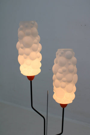 Lidokov - Floor lamp in orange and black metal with opaline glass, Czechoslovakian design