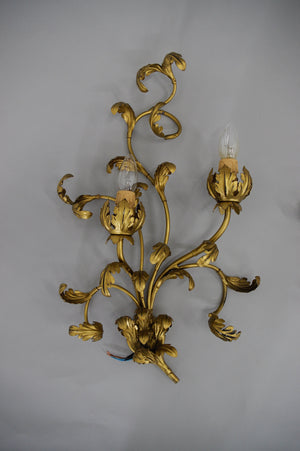 2 x Italian wall lamps in gilded metal from the 1960s