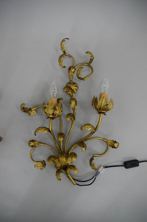 2 x Italian wall lamps in gilded metal from the 1960s