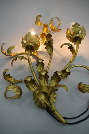 2 x Italian wall lamps in gilded metal from the 1960s