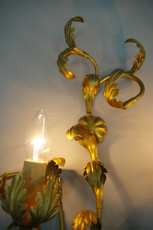 2 x Italian wall lamps in gilded metal from the 1960s