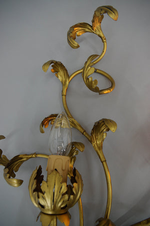 2 x Italian wall lamps in gilded metal from the 1960s