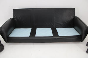 3-personers sofa i sort læder, italiensk design, 1970'erne