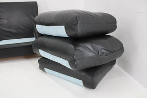 3-personers sofa i sort læder, italiensk design, 1970'erne