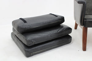 Danish teak high-back leather chair in black