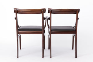 Ole Wanscher – 2 x armstole, model Rungstedlund i mahogni og læder, 1960’erne