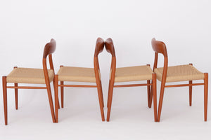 Niels Møller – Model 75 spisebordsstole i teak, dansk design – Sæt af 4