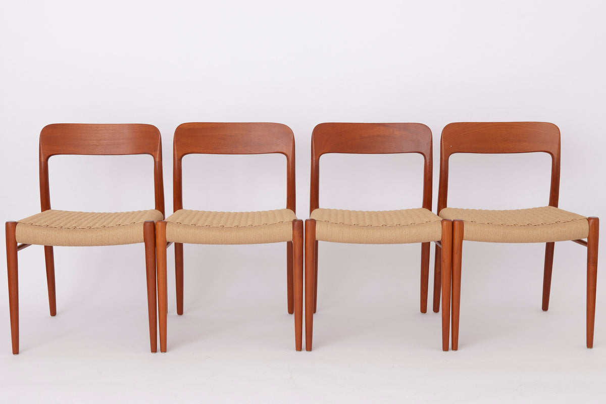 Niels Møller – Model 75 spisebordsstole i teak, dansk design – Sæt af 4