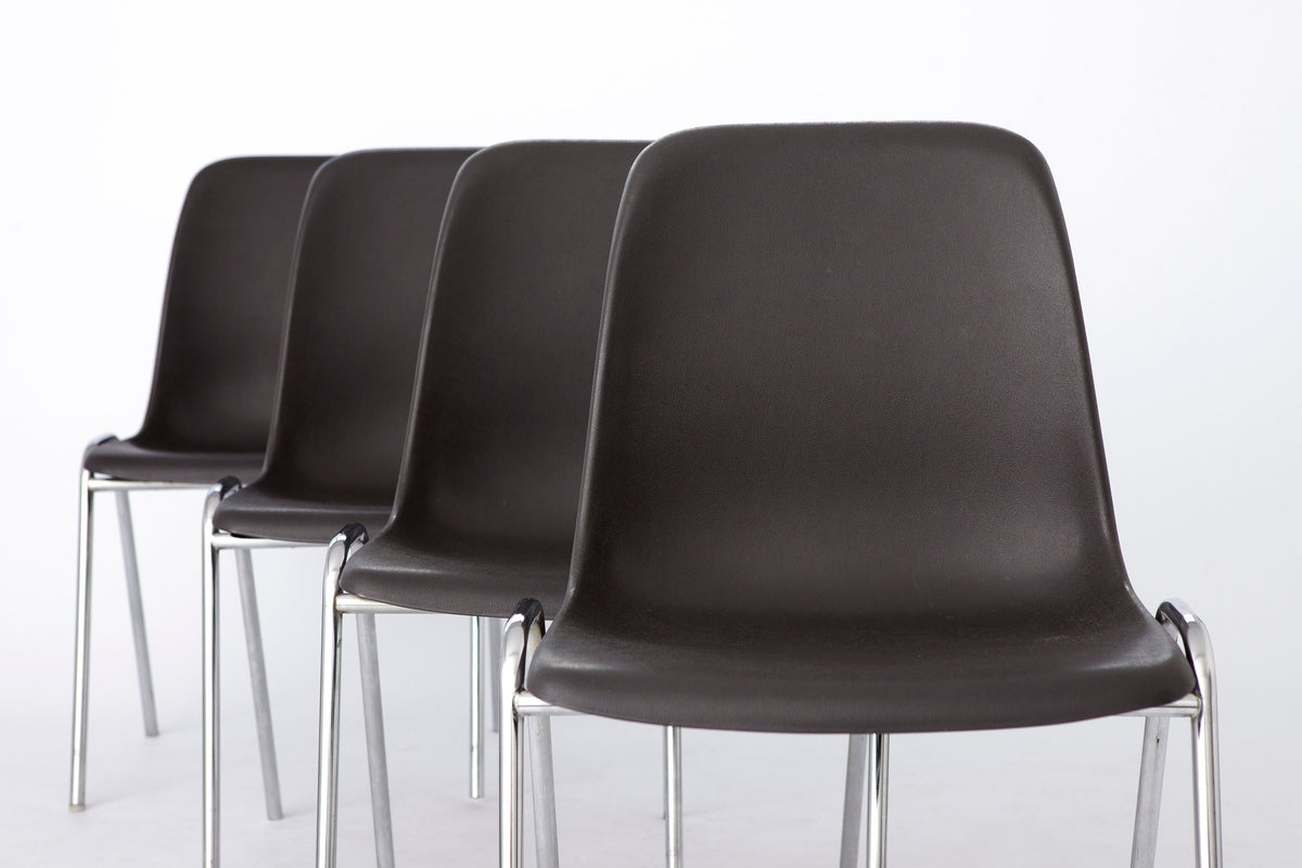 Sæt af 4 stabelbare plaststole, Tyskland, 1970’erne