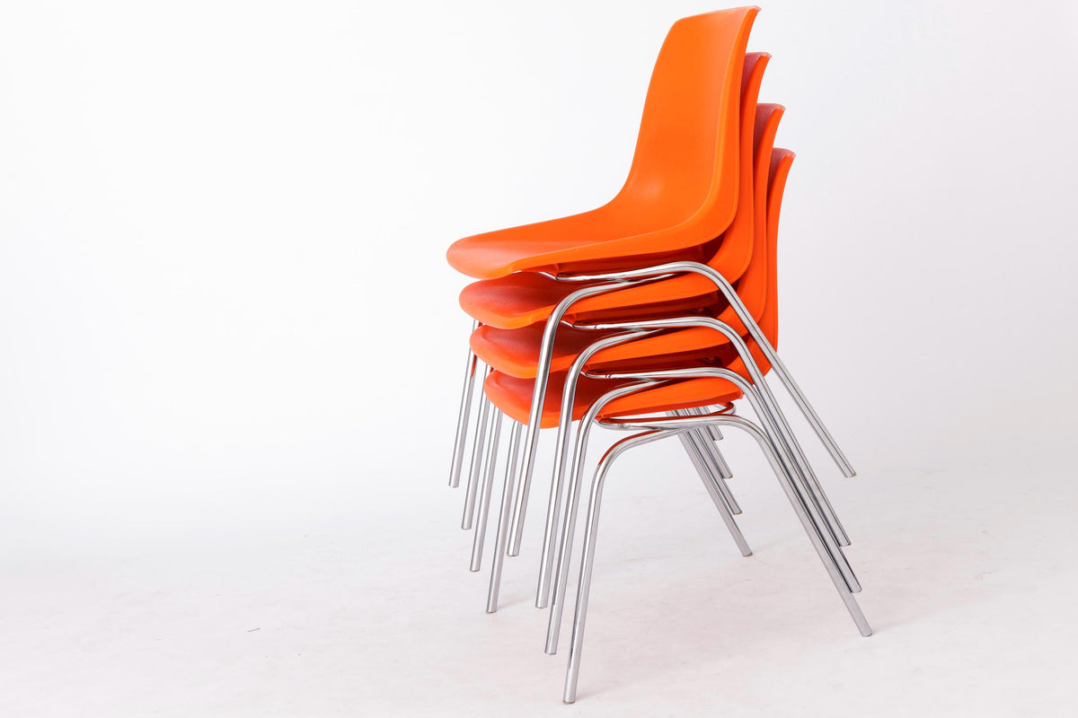 Stabelstole i plast og krom, retro design – Sæt af 4