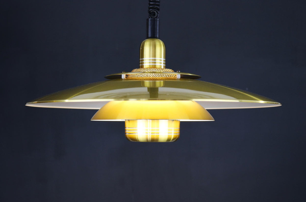 Messing loftlampe – Dansk design fra 1970&#39;erne