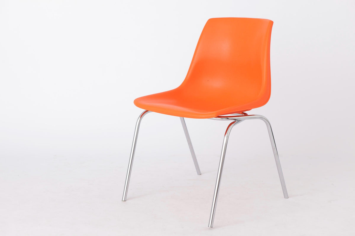 Stabelstole i plast og krom, retro design – Sæt af 4